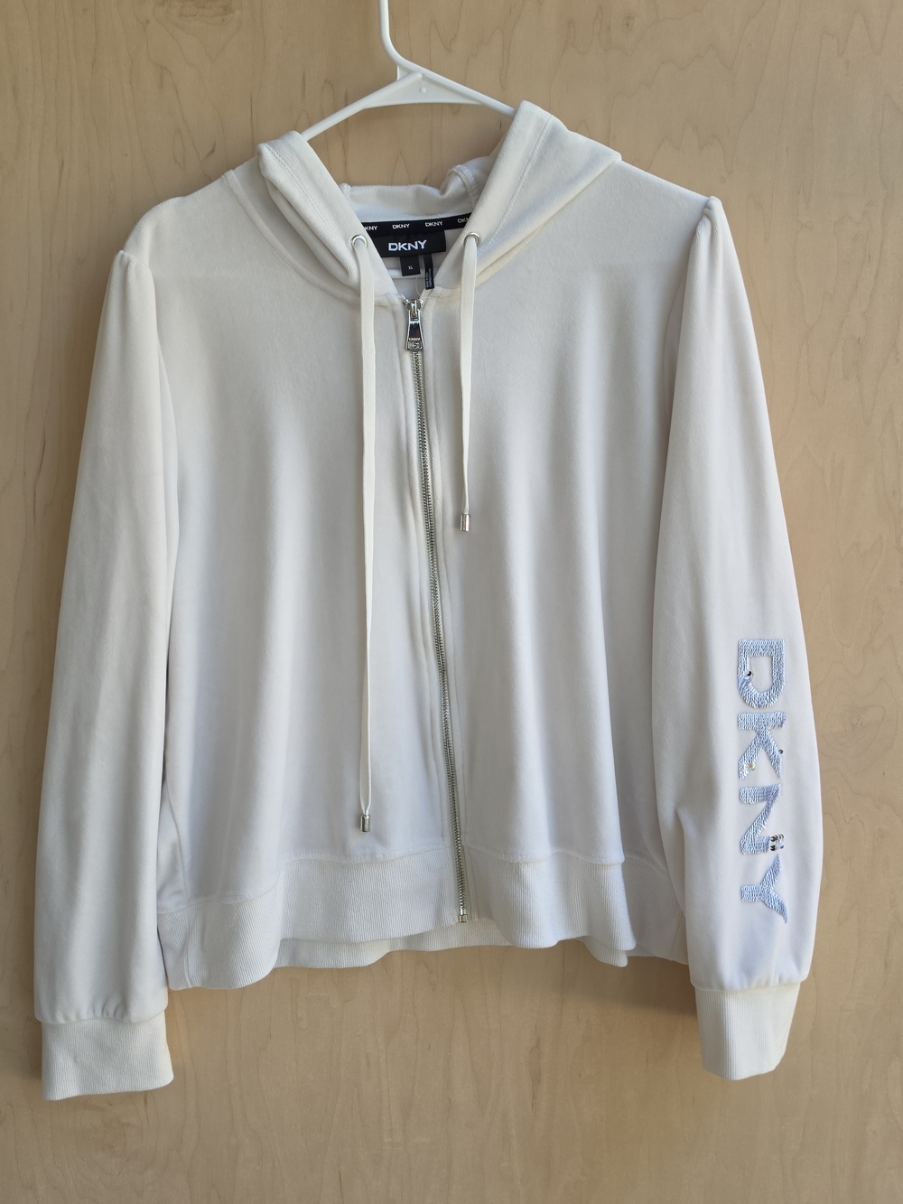 DKNY Women's Cream Zip-Up Hoodie Jacket